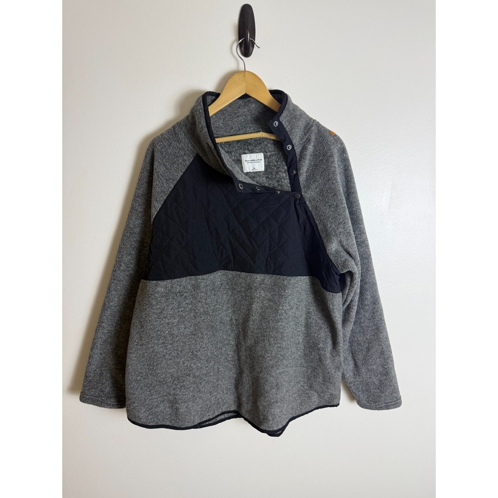 Abercrombie & Fitch Quilted Asymmetrical Snap Fleece Womens XL Gray Casual - Picture 1 of 5